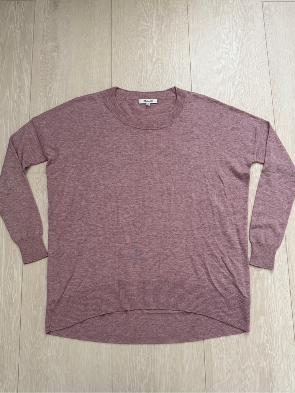 Madewell Heathered Mauve Crewneck Pullover
